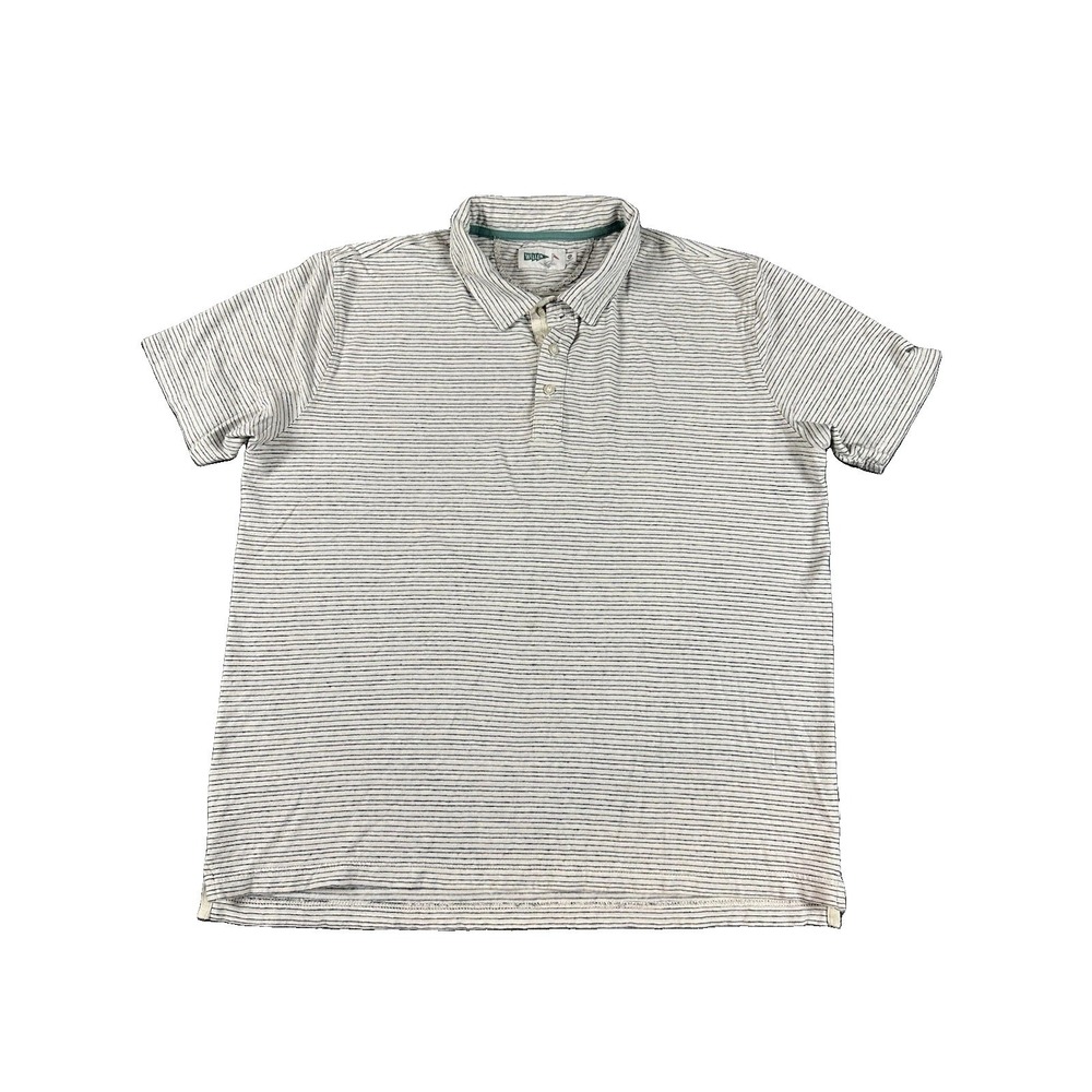 Wellen Polo Hemp Cotton Blend Gray Blue Striped Huckberry Men's Size XXL